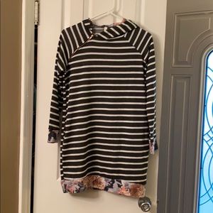 Mixed Print Hooded Tunic